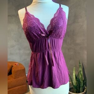 Purple Lace Trim Camisole Top